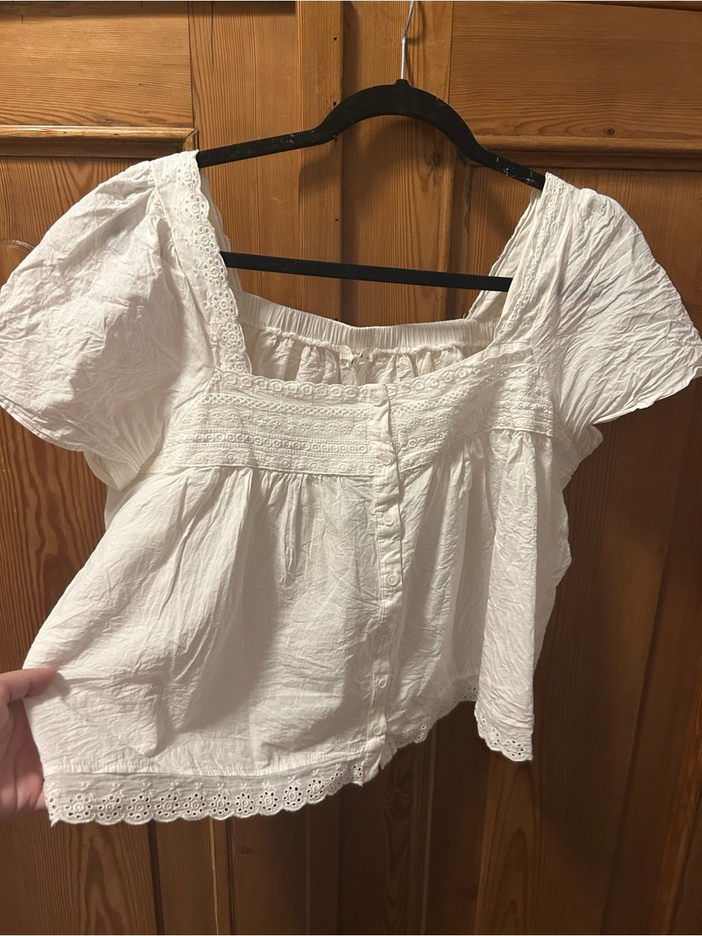 Neuflora White Eyelet Square-Neck Peasant Blouse